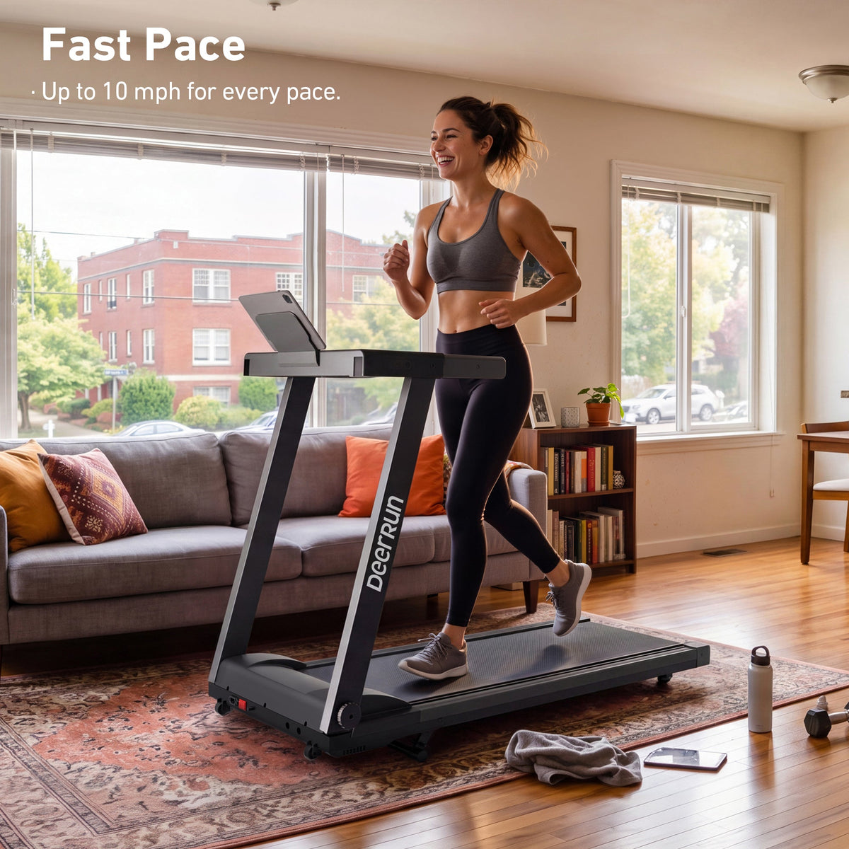 DeerRun All-New 2026 A1 Pro Move+ Smart Foldable Treadmill with 6% Incline & NFC | 350 lbs, 10 mph, Black-2