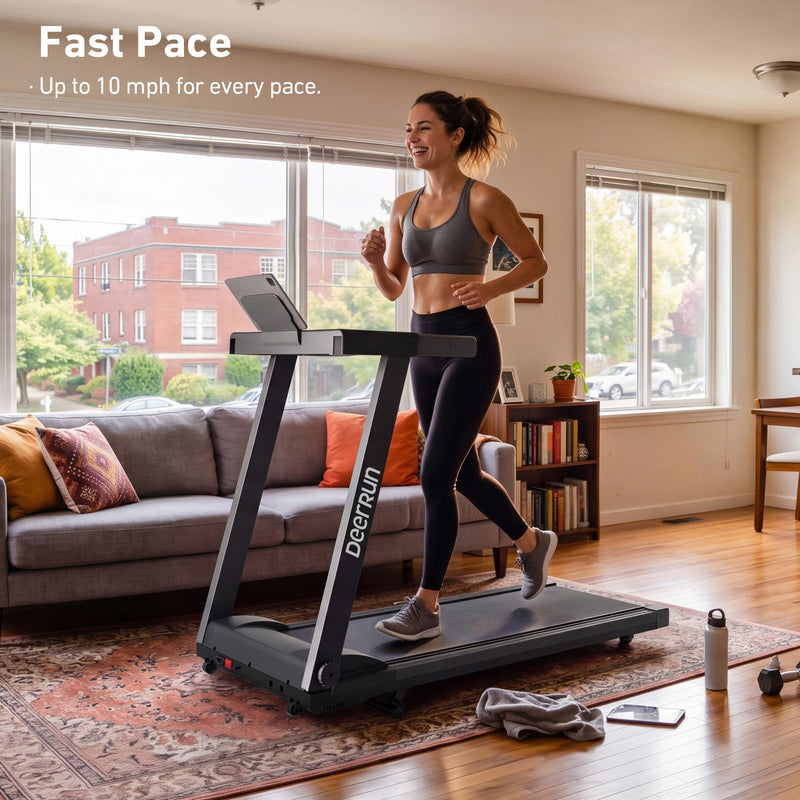 DeerRun All-New 2026 A1 Pro Move+ Smart Foldable Treadmill with 6% Incline & NFC | 350 lbs, 10 mph, Black-2