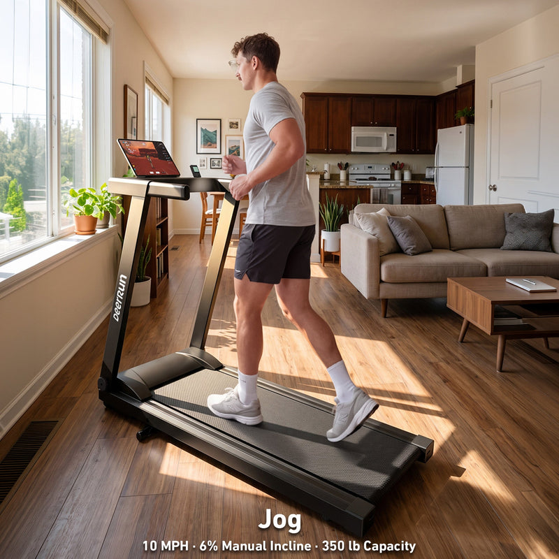 DeerRun All-New 2026 A1 Pro Move+ Smart Foldable Treadmill with 6% Incline & NFC | 350 lbs, 10 mph, Black-3