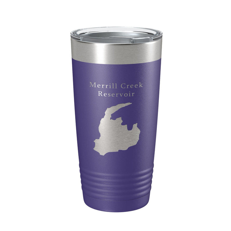 Merrill Creek Reservoir Tumbler Lake Map Travel Mug Insulated Laser Engraved Coffee Cup New Jersey 20 oz-2