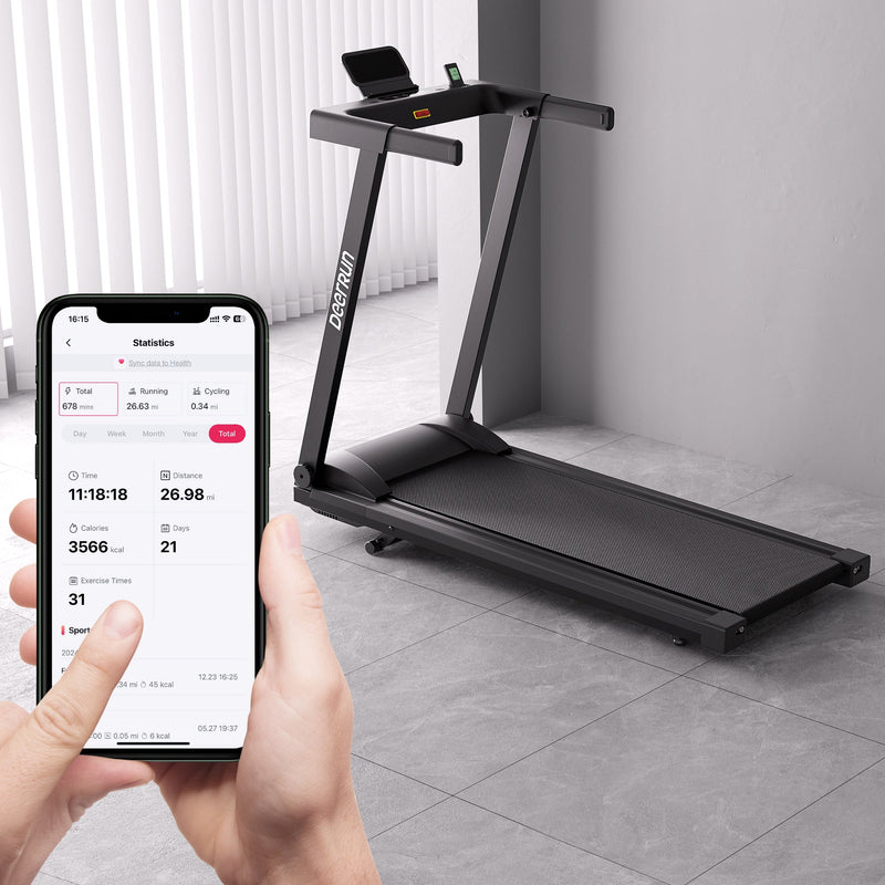 DeerRun All-New 2026 A1 Pro Move+ Smart Foldable Treadmill with 6% Incline & NFC | 350 lbs, 10 mph, Black-31