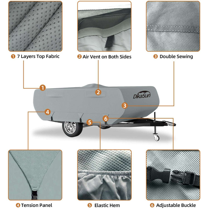 DikaSun 7 Layers Pop Up Camper Cover, Breathable UV Resistant Windproof Waterproof RV Cover-3