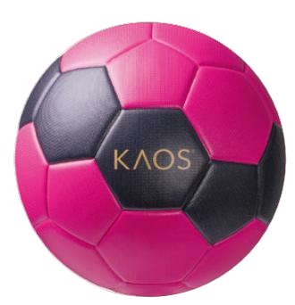 KAOS Stripe training soccer ball, pink and navy two-tone design