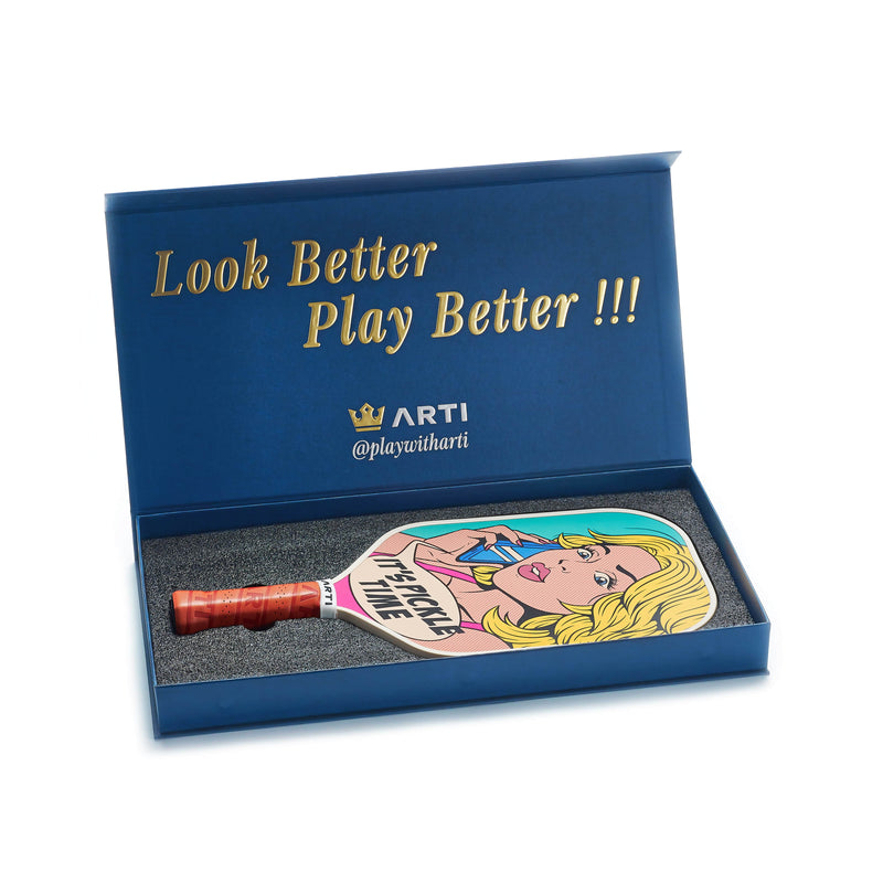 ARTI 16mm T700 Carbon Fiber Kristen & Kristy "IT'S PICKLE TIME" Pickleball Paddle - USA Pickleball Approved-3
