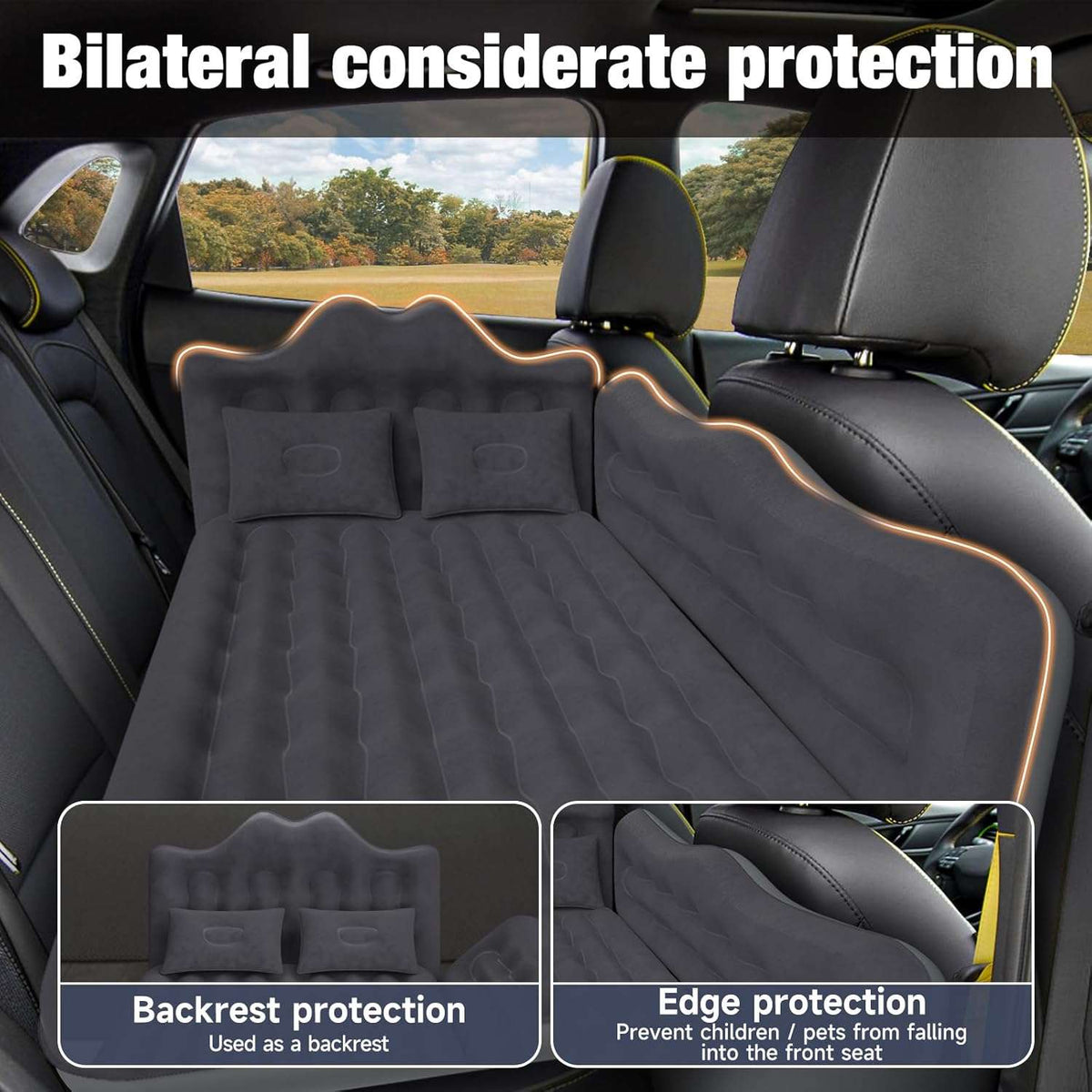 Thicken Backseat SUV/Car/Truck Air Mattress Air Bed Inflatable SUV Truck Mattress -24'' Width/Black-4