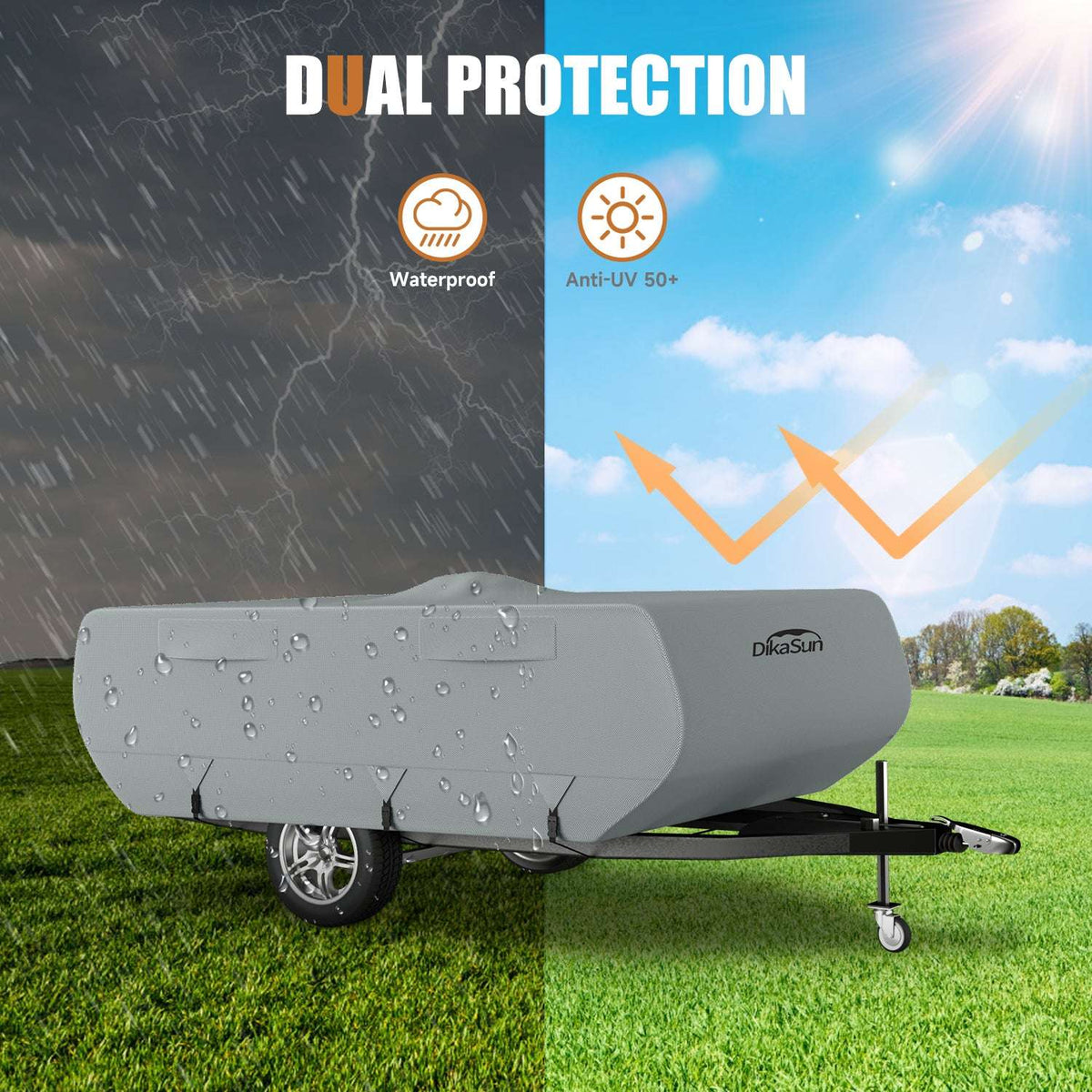DikaSun 7 Layers Pop Up Camper Cover, Breathable UV Resistant Windproof Waterproof RV Cover-6