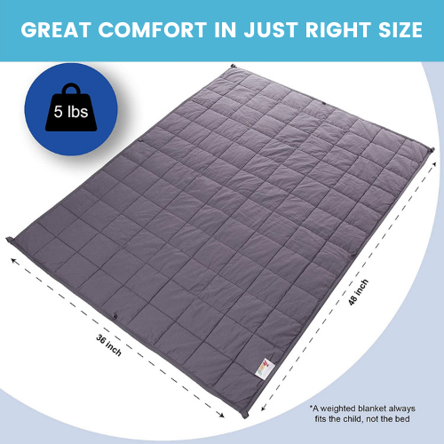 5 Lbs Kids Weighted Blanket with Cover | 36"x48" | 100% Cotton, Glass Beads-5