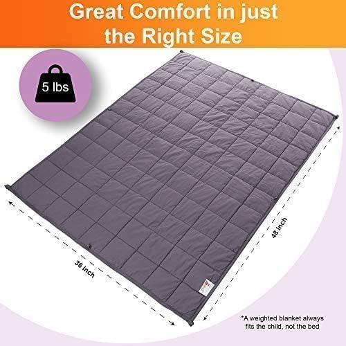 5 Lbs Kids Weighted Blanket with Cover | 36"x48" | 100% Cotton, Glass Beads-14