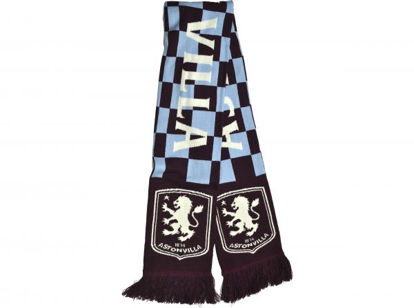 Aston Villa Checked Scarf Sky Claret