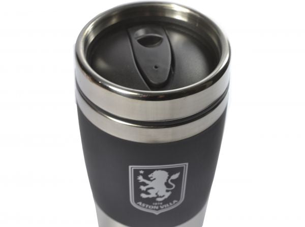Aston Villa Executive Handleless Metallic Travel Mug Black Silver