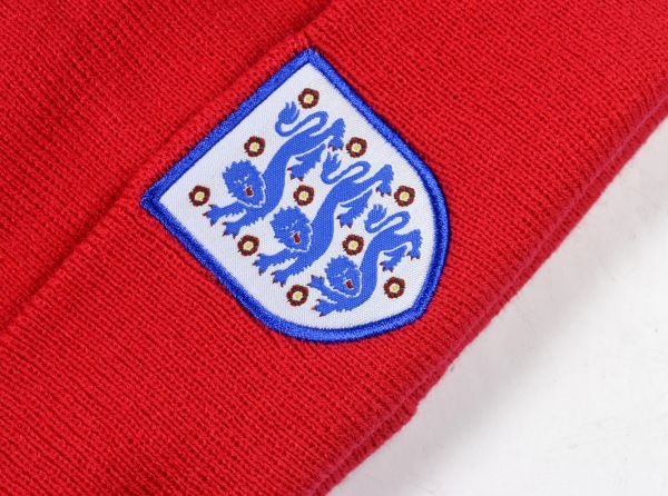 England Knitted Bobble Hat Red