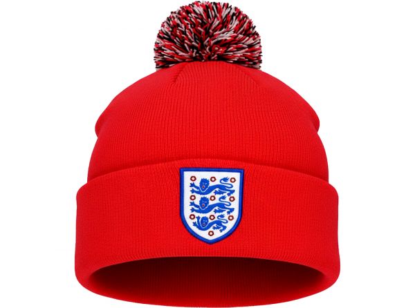 England Knitted Bobble Hat Red