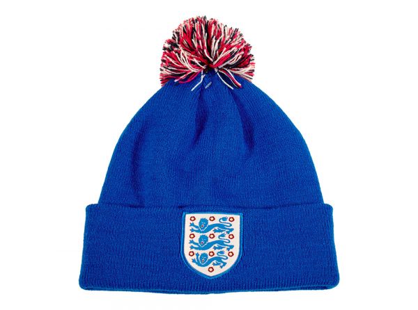 England Knitted Bobble Hat Royal Blue