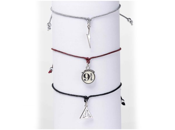 Harry Potter Platform 9 Quarters Lightning Bolt and Deathly Hallows Friendship Bracelet Set – official Wizarding World merchandise photo (2 of 3)