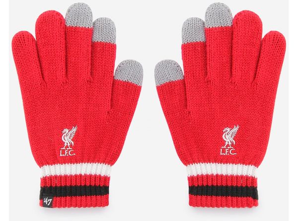 Liverpool 47 Brand Knitted Touchscreen Gloves Red White Black
