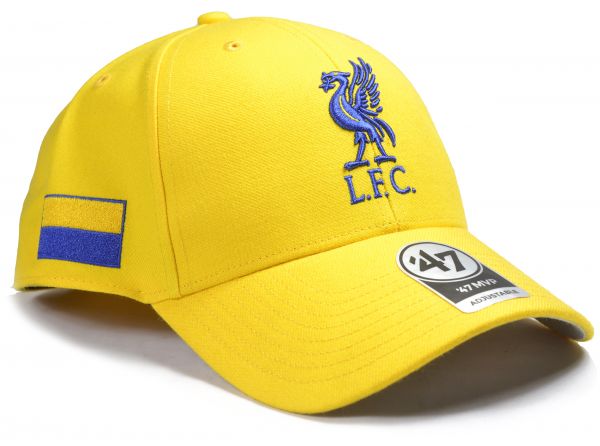 Liverpool 47 Brand MVP Baseball Cap Liverbird Crest Yellow Upper Silesia Flag