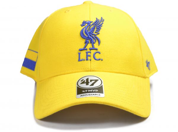 Liverpool 47 Brand MVP Baseball Cap Liverbird Crest Yellow Upper Silesia Flag
