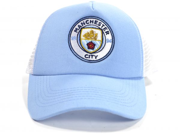 Man City Trucker Snapback Baseball Cap Sky Blue White