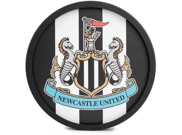 Newcastle United Round Metal Sign With LEDS Stripes