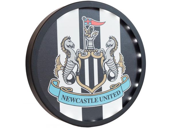 Newcastle United Round Metal Sign With LEDS Stripes