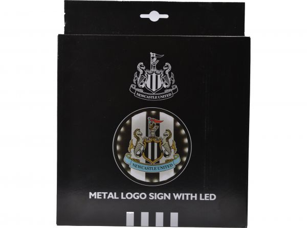 Newcastle United Round Metal Sign With LEDS Stripes