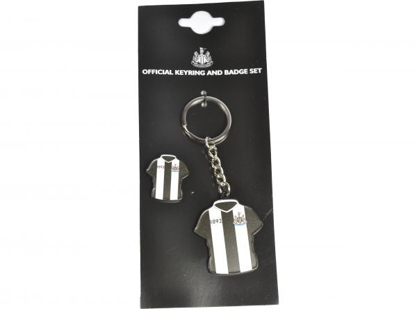 Newcastle United Shirt Shaped Keyring and Badge Set