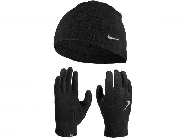 Nike M Fleece Hat and Glove Set Black Silver Large XL-1