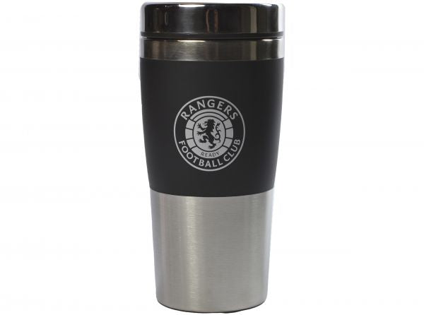 Rangers FC Executive Handleless Metallic Travel Mug Black Silver
