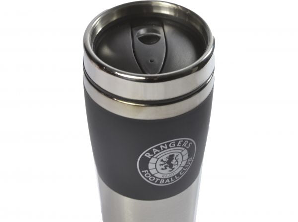 Rangers FC Executive Handleless Metallic Travel Mug Black Silver-2