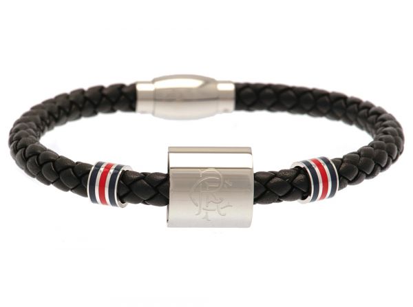 Rangers Stainless Steel Colour Ring Leather Bracelet-2