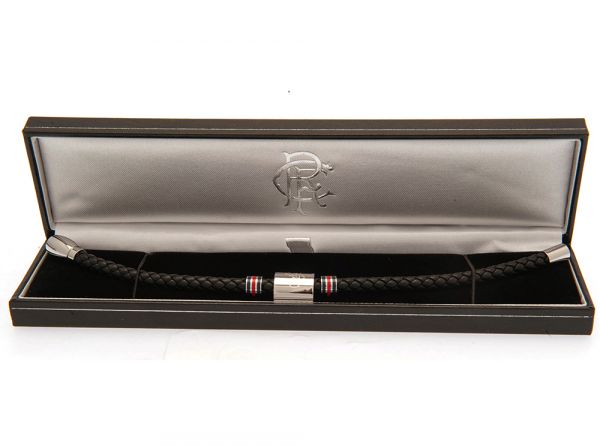 Rangers Stainless Steel Colour Ring Leather Bracelet-3