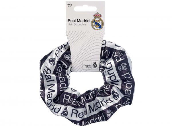 Real Madrid Crest and Cannon Hair Scrunchie Black White
