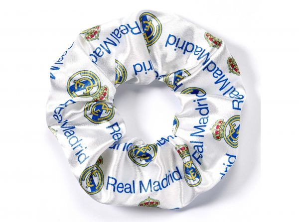 Real Madrid Crest and Cannon Hair Scrunchie Blue White-1
