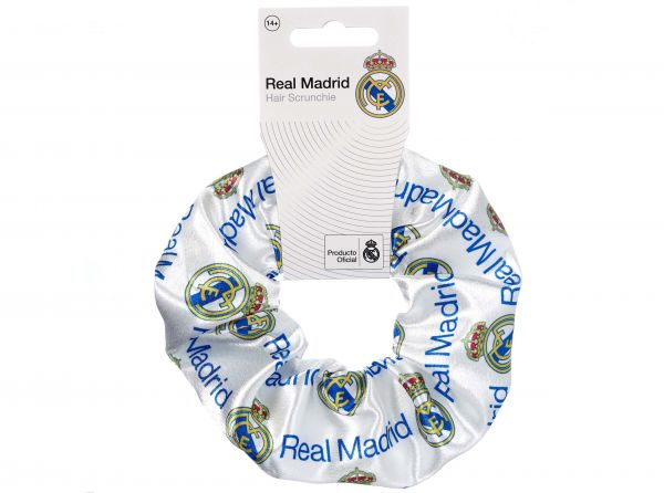 Real Madrid Crest and Cannon Hair Scrunchie Blue White