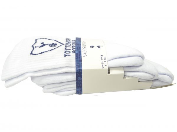 Spurs Sports Three Pack Socks White Blue 8 to 11 UK