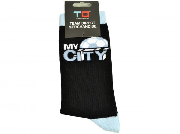 Team Direct Generic My City Black Sky Blue 4 to 6 UK Socks-2
