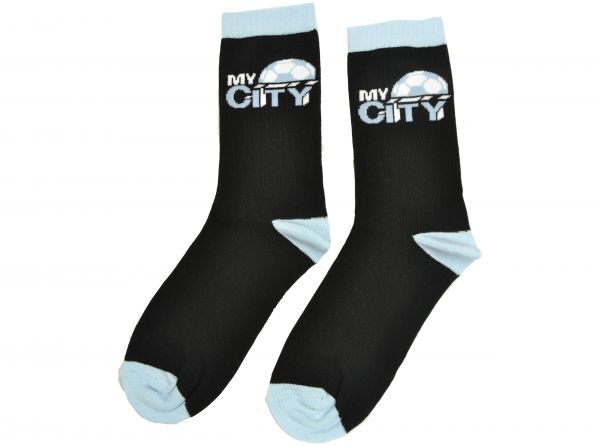 Team Direct Generic My City Black Sky Blue 8 to 11 UK Adult Socks-1