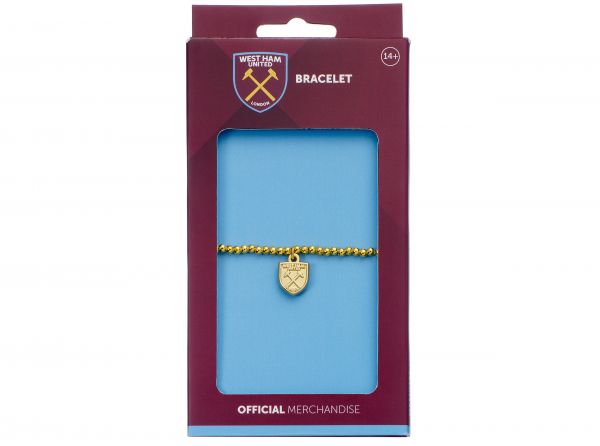 West Ham Football Club Gold Tone Ballbead Bracelet