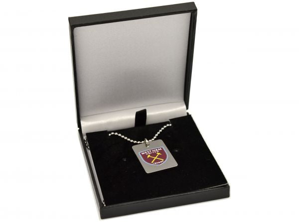 West Ham United FC Stainless Steel Enamel Crest Dog Tag and Chain