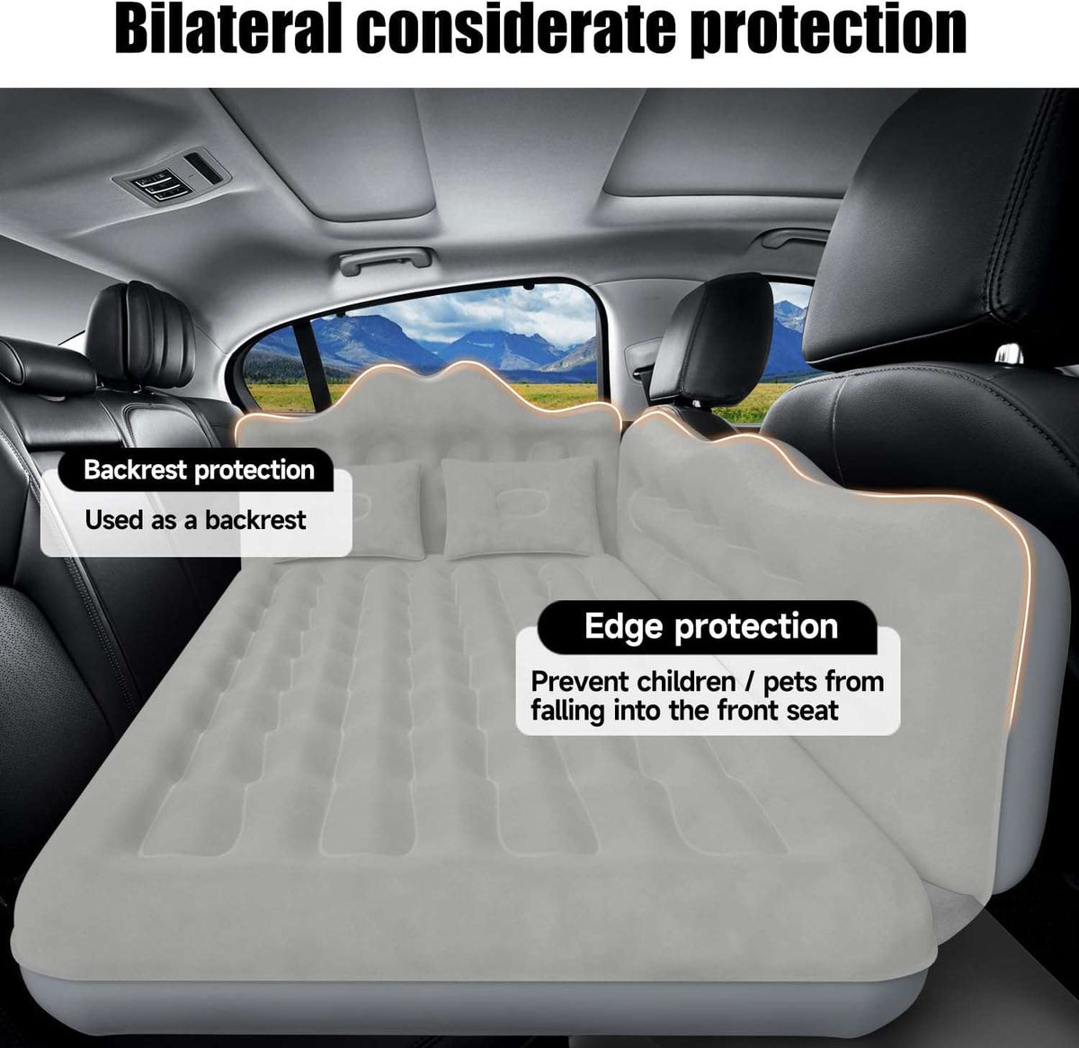 Thicken Backseat SUV/Car/Truck Air Mattress Air Bed Inflatable SUV Truck Mattress -30.31'' Width/Grey-9