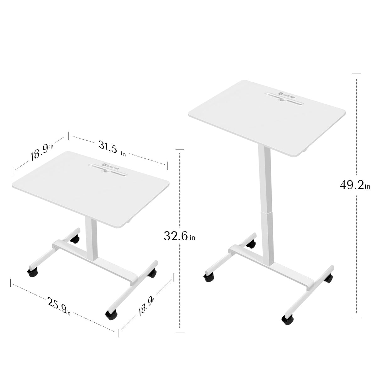 DeerRun® Adjustable Standing Desk - 31.5''L *18.9''W Large Rolling Laptop Desk for Treadmills-5