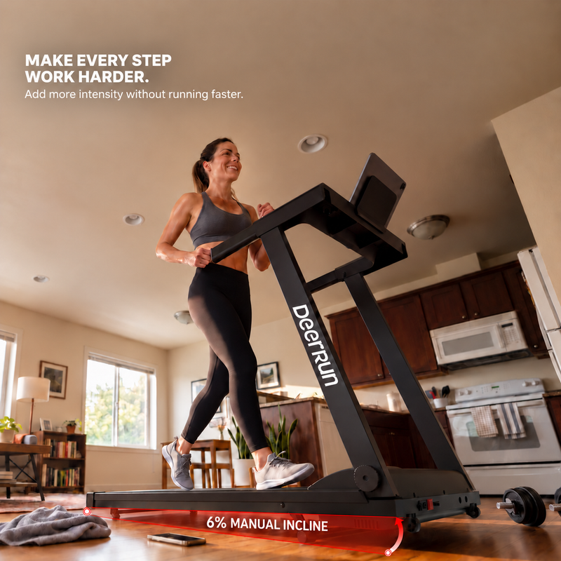 DeerRun All-New 2026 A1 Pro Move+ Smart Foldable Treadmill with 6% Incline & NFC | 350 lbs, 10 mph, Black-6