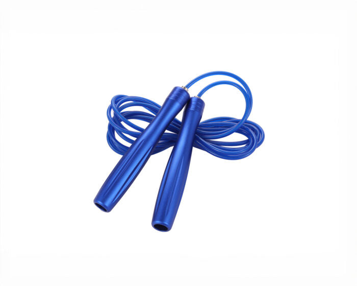 Tied up blue jump rope for exercising