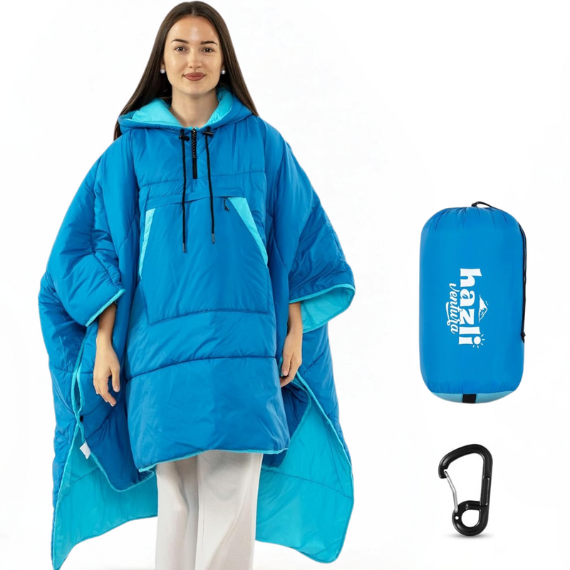 Wearable Poncho Blanket | Hooded Windproof Stadium Blanket | Camping & Outdoor for Men & Women-2