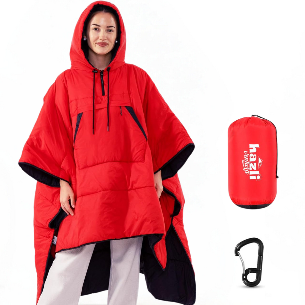Wearable Poncho Blanket | Hooded Windproof Stadium Blanket | Camping & Outdoor for Men & Women-3