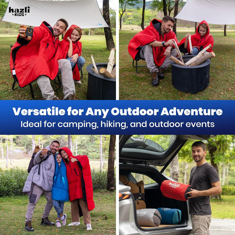 Wearable Poncho Blanket | Hooded Windproof Stadium Blanket | Camping & Outdoor for Men & Women-7