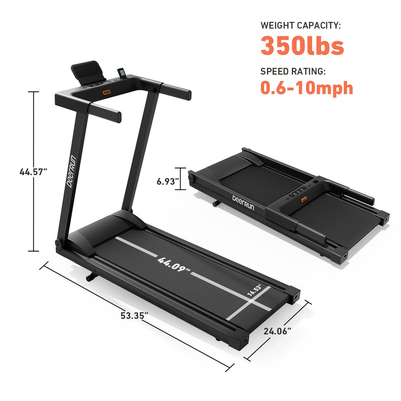 DeerRun All-New 2026 A1 Pro Move+ Smart Foldable Treadmill with 6% Incline & NFC | 350 lbs, 10 mph, Black-19