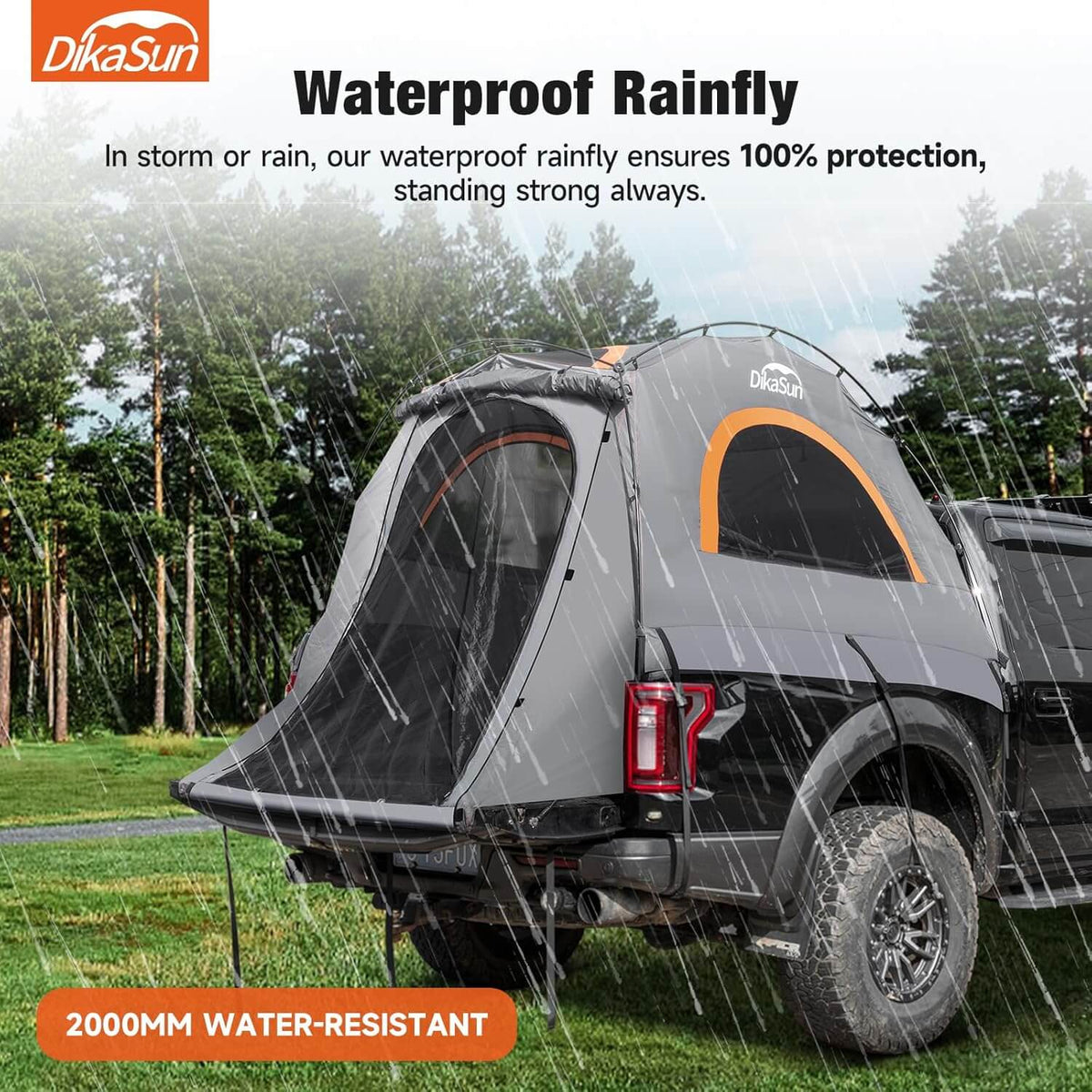 5.5-6.7ft Easy Setup Pickup Truck Bed Tent Gray-5