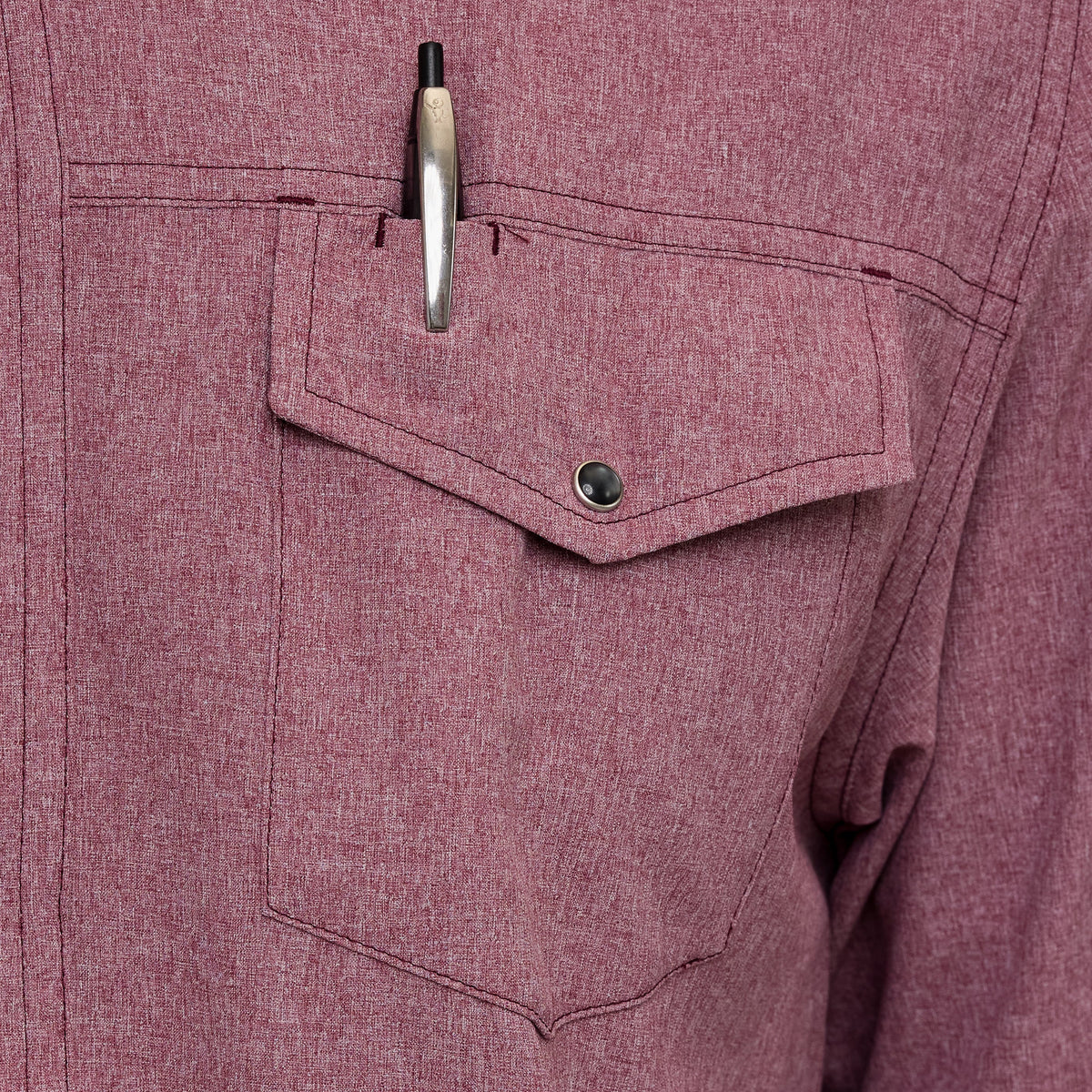 Maroon Pearl Snap Shirt | Long Sleeve-5