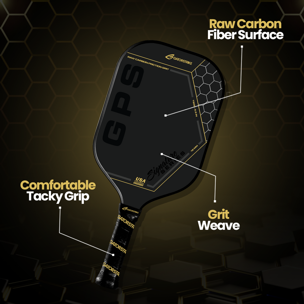 Gold Pro Power T800 Power (16mm) Raw Carbon Fiber Weave Grit-4